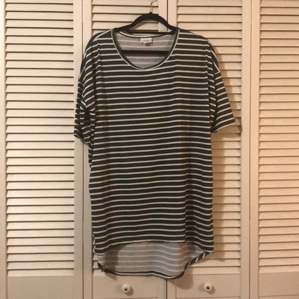 Large Green and White striped Irma tunic